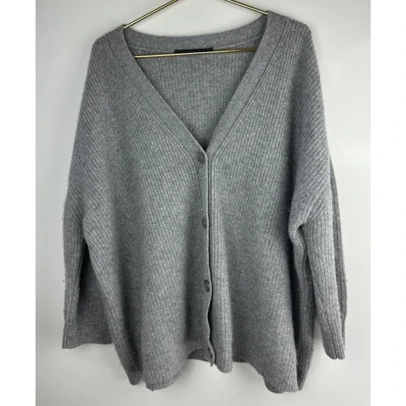 Jenni Kayne Cashmere Cocoon Cardigan Heather Grey Women’s Plus Size 1X Oversized - Picture 2 of 16